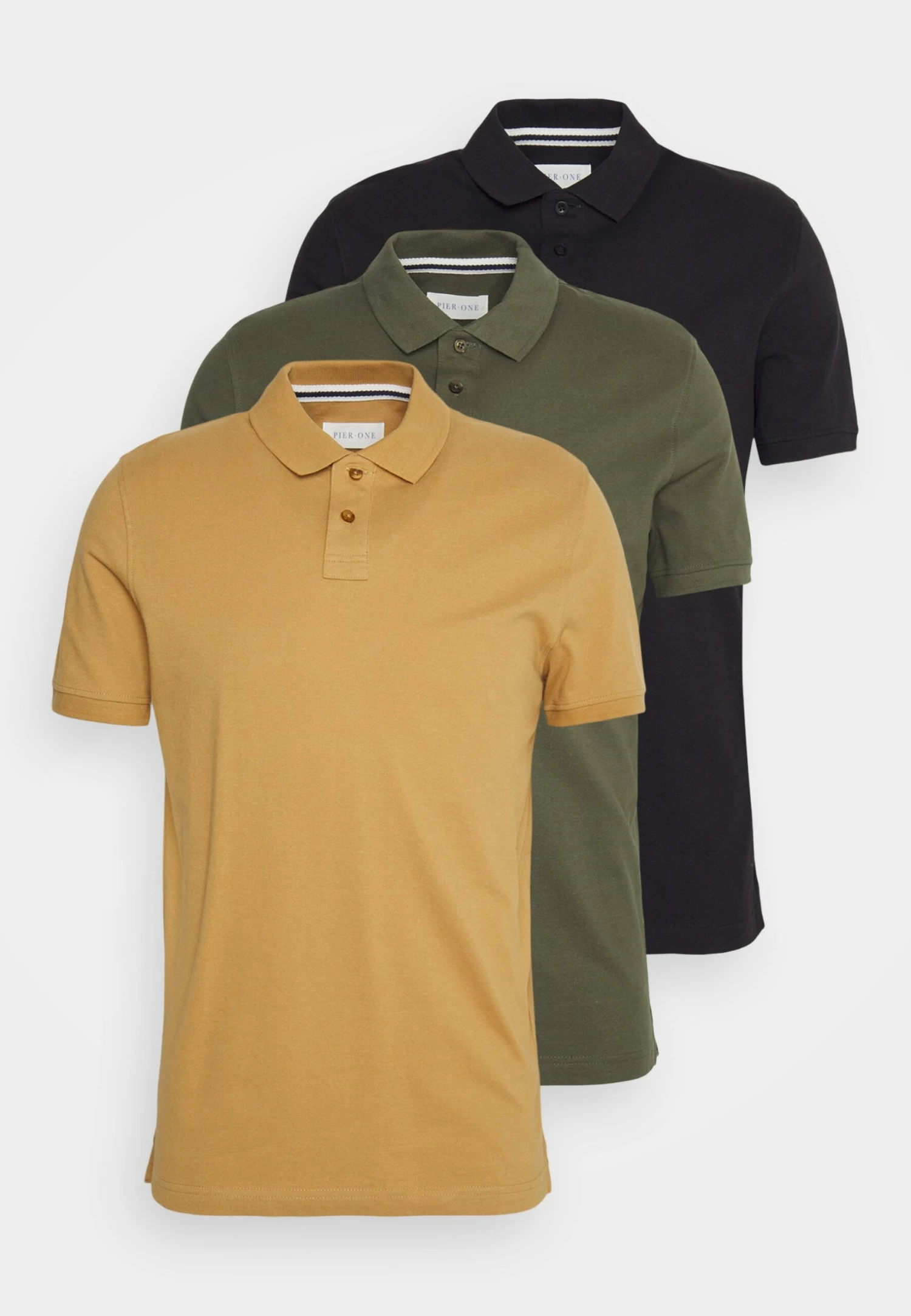 Pier One 3 Pack - Polo - Camel/Khaki/Black 3 Pier One 3 Pack - Polo - Camel/Khaki/Black