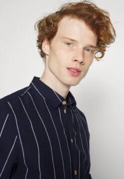 Pier One Linen Mix Stripe - Camisa - Dark Blue -Pier One Ventas 368860f76af348d18efc7d675b2e5f38