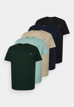 Pier One 5 Pack - Camiseta Básica - Dark Green/Beige/Light Blue -Pier One Ventas 7af36362bd71478faf64c035d446b9b1