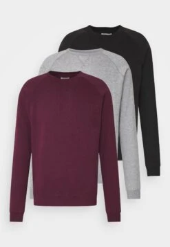 Pier One 3 Pack - Sudadera - Bordeaux/Black/Grey