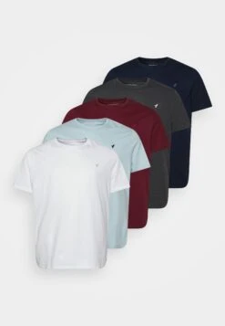 Pier One 5 Pack - Camiseta Básica - White/Mottled Dark Grey/Bordeaux -Pier One Ventas 9a68ad18204f43e0abb4813a31752b65