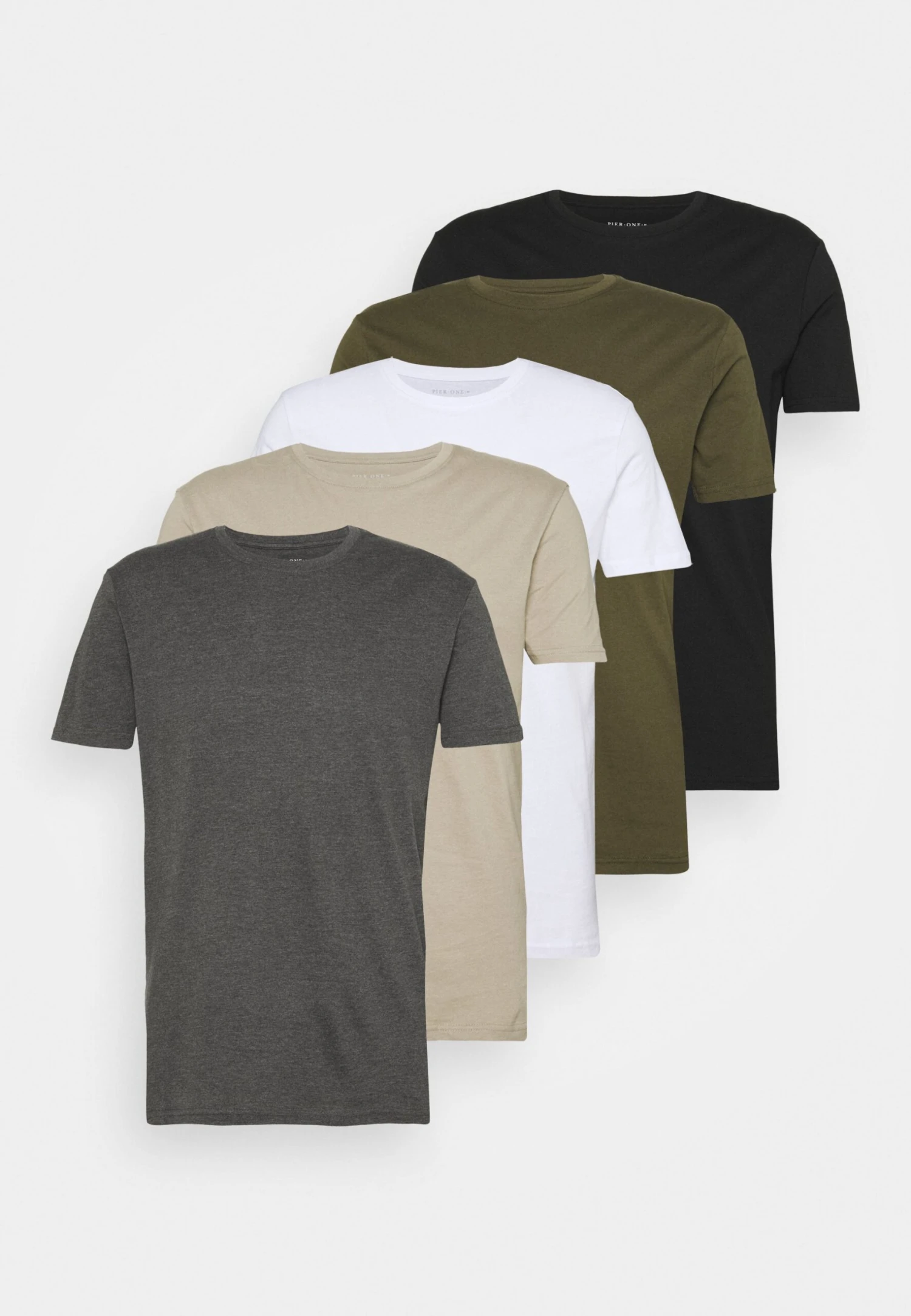 Pier One 5 Pack - Camiseta Básica - White/Dark Grey/Black 8 Pier One 5 Pack - Camiseta Básica - White/Dark Grey/Black - Imagen 6