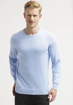 Pier One Basic Crewneck - Jersey De Punto - Light Blue
